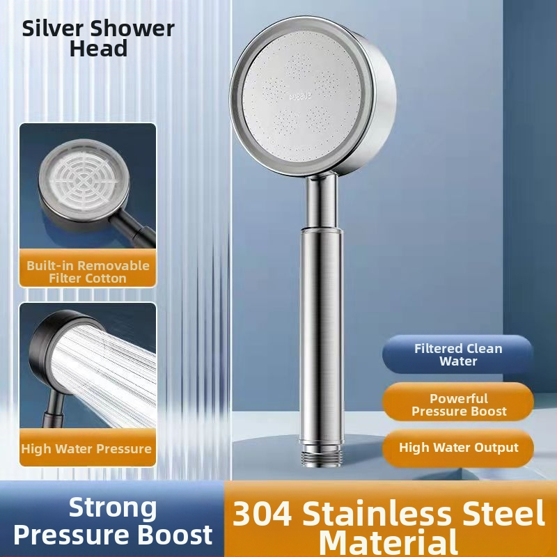 Nerūdijančio plieno slėginė dušo galvutė, apsauga nuo nudegimų ir kritimų, rankinis reguliuojamas antgalis, didelis vandens išleidimo anga, kvadratinis dušo komplektas