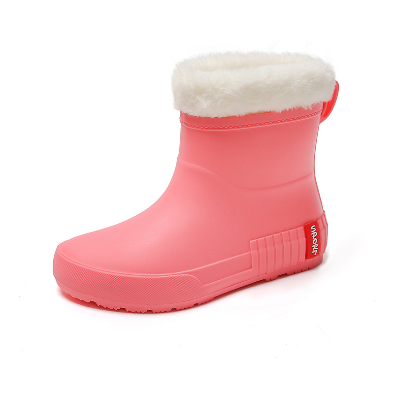 Korėjietiško stiliaus vienspalviai šilti universalūs lietaus batai moteriški vidutinio ilgio batai atsparūs dilimui lietaus batai vandeniui neslystantys maisto pirkimo virtuvės viršutiniai drabužiai