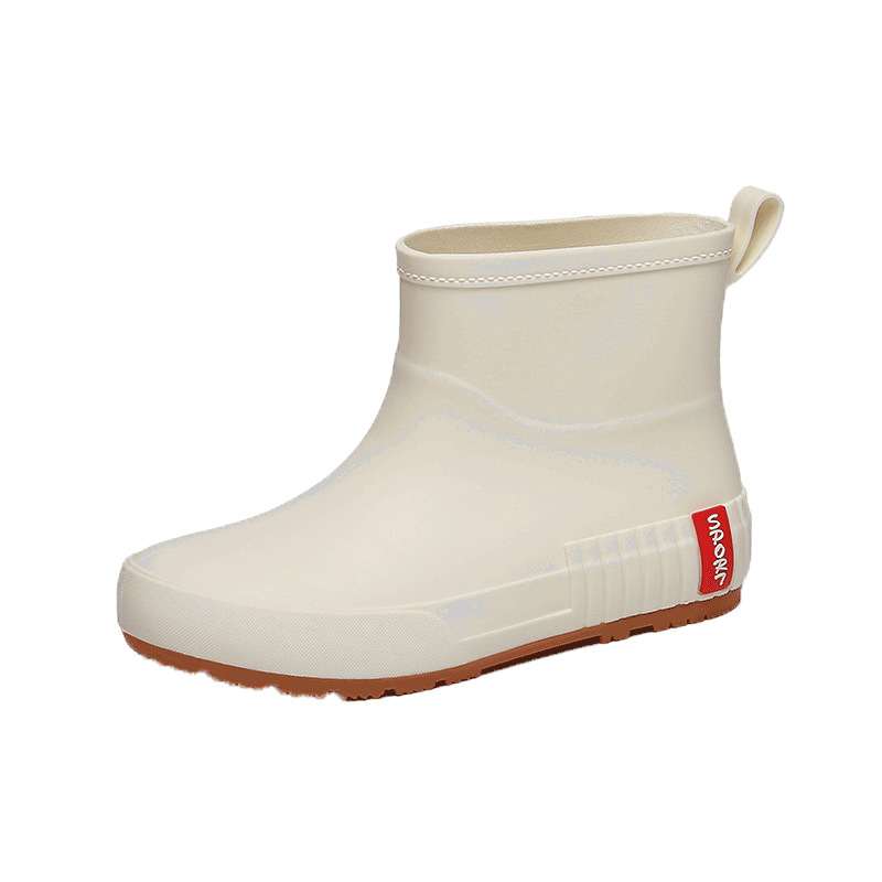 Korėjietiško stiliaus vienspalviai šilti universalūs lietaus batai moteriški vidutinio ilgio batai atsparūs dilimui lietaus batai vandeniui neslystantys maisto pirkimo virtuvės viršutiniai drabužiai