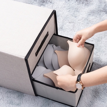 Πλενόμενο υφασμάτινο κουτί αποθήκευσης με συρτάρι, σουτιέν, εσώρουχα, κουτί αποθήκευσης ρούχων, κουτί αποθήκευσης από βαμβάκι και λινό