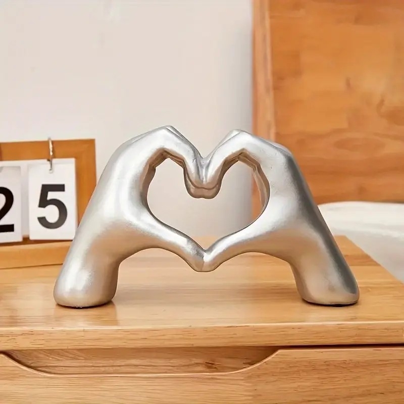 Könnyű luxus skandináv egyszerű stílusú szerelmes gesztus díszek szív alakú ujj gesztus szobor díszek Valentin-napi ajándék