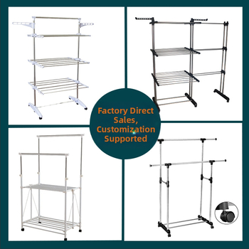 Egy- és kétrúddal vastagított rozsdamentes acél ruhaakasztó beltéri otthoni erkély szárító paplan mozgatható behúzható ruhaakasztó padló