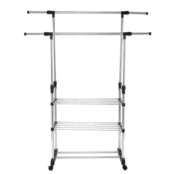 Μονή και διπλή κρεμάστρα ρούχων από ανοξείδωτο ατσάλι με πάπλωμα για εσωτερική ξήρανση σε μπαλκόνι, κινητό, αναδιπλούμενο πάτωμα κρεμάστρας ρούχων