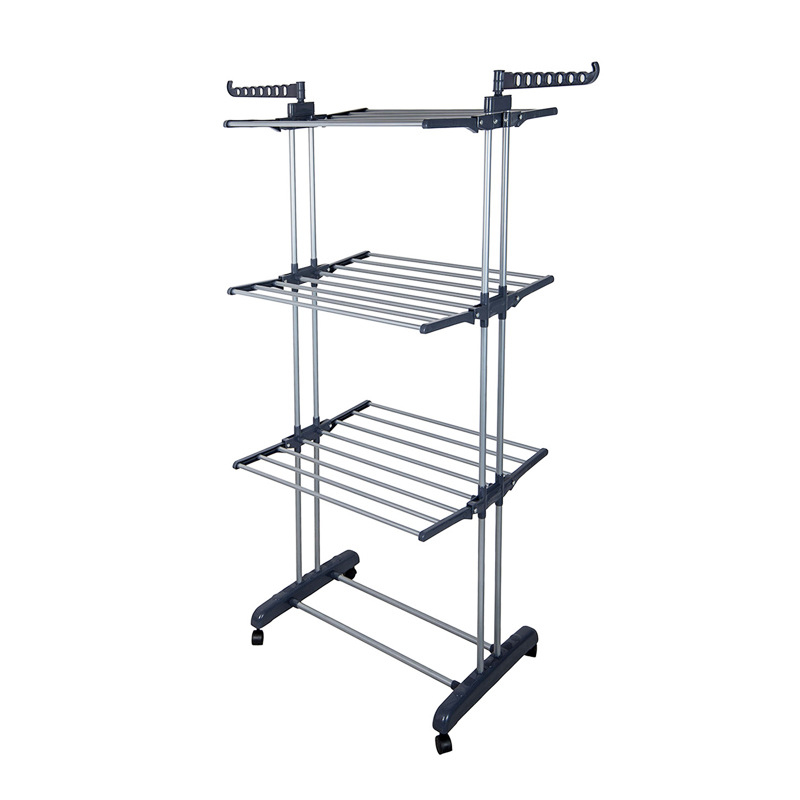 Egy- és kétrúddal vastagított rozsdamentes acél ruhaakasztó beltéri otthoni erkély szárító paplan mozgatható behúzható ruhaakasztó padló