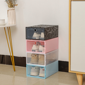 Οικιακό παχύ πλαστικό κουτί ανθεκτικό στη σκόνη, διαφανές κουτί παπουτσιών, αποθήκευση αντικειμένων, σαλόνι, κουτί αποθήκευσης σπιτιού, απλό ράφι παπουτσιών, κουτί παπουτσιών