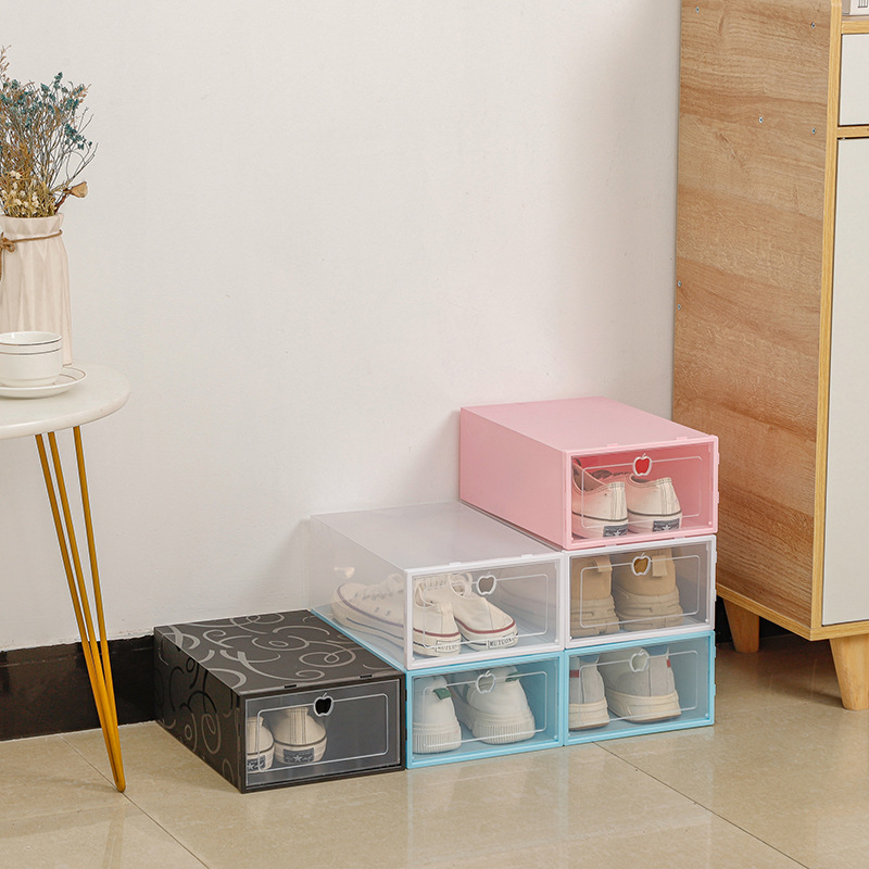 Háztartási vastagított műanyag porálló doboz átlátszó cipődoboz tároló műtárgy nappali háztartási tárolódoboz egyszerű cipőtartó cipődoboz