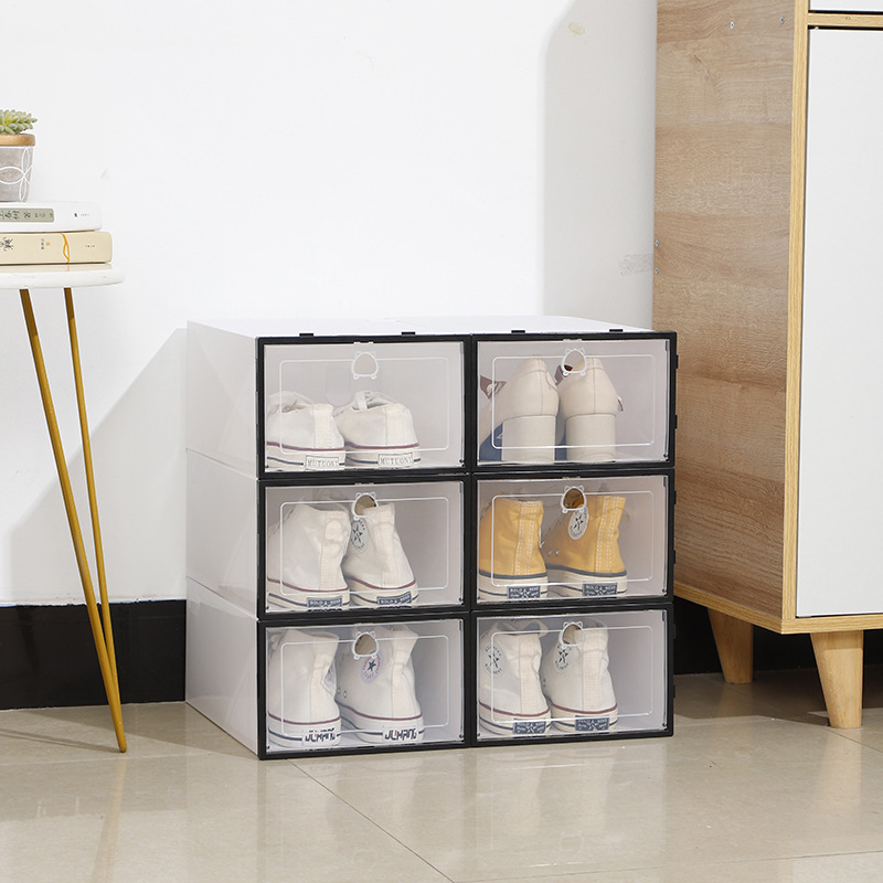 Háztartási vastagított műanyag porálló doboz átlátszó cipődoboz tároló műtárgy nappali háztartási tárolódoboz egyszerű cipőtartó cipődoboz
