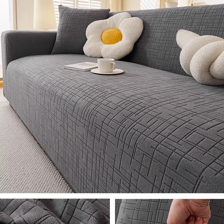 Husă de canapea elastică anti-zgârieturi, stil crem, all-inclusive, universală, anti-alunecare, pentru patru sezoane, leneșă, pentru trei persoane