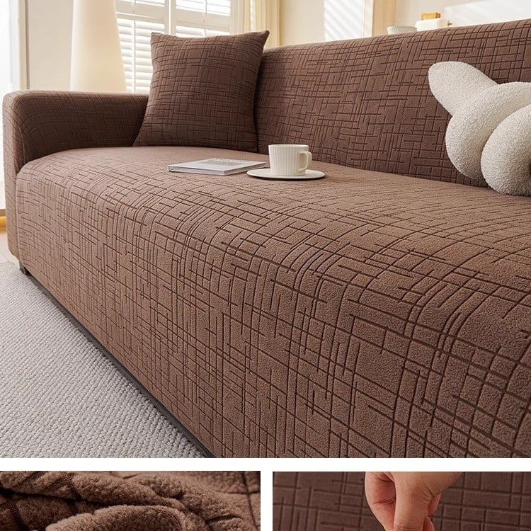 Husă de canapea elastică anti-zgârieturi, stil crem, all-inclusive, universală, anti-alunecare, pentru patru sezoane, leneșă, pentru trei persoane