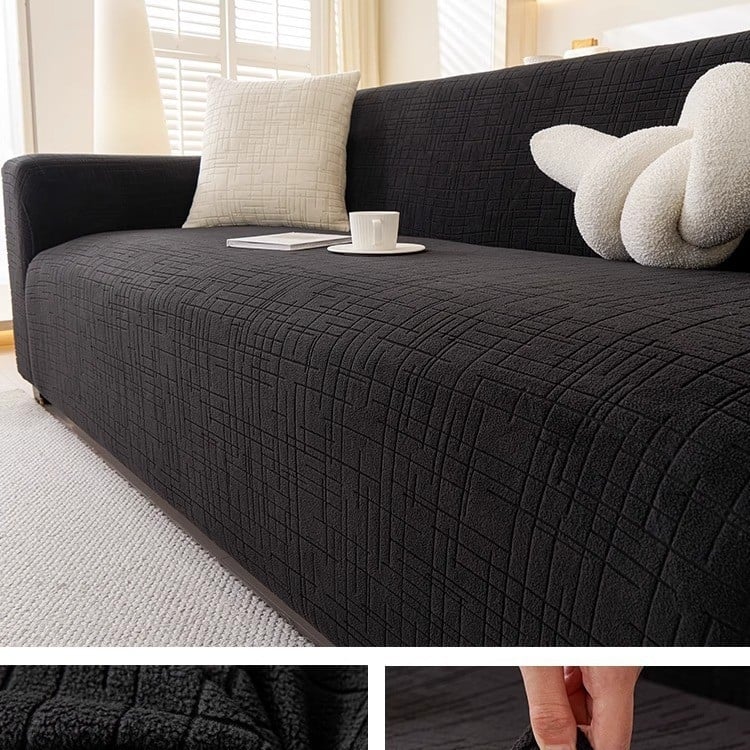 Husă de canapea elastică anti-zgârieturi, stil crem, all-inclusive, universală, anti-alunecare, pentru patru sezoane, leneșă, pentru trei persoane