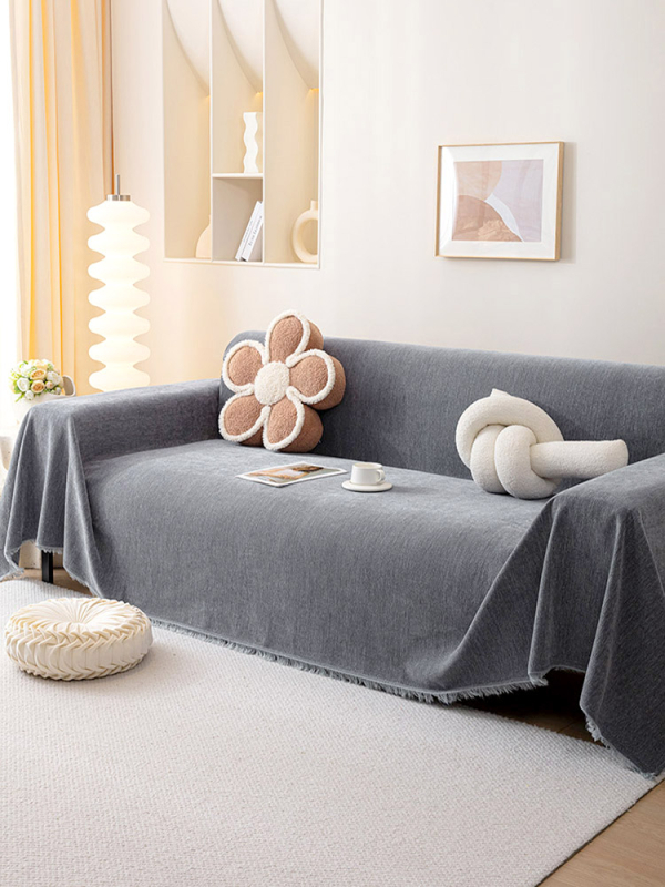 Kiváló minőségű, foltálló fekete zsenília kanapéhuzat szövet kanapétörölköző, négy évszakos univerzális, egyrészes, teljes huzatú kanapétakaró