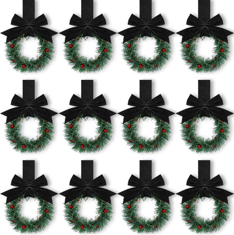 Νέα μικρή χριστουγεννιάτικη σφαίρα με κορδέλα σε σχήμα σφαίρας σε διασυνοριακό στυλ, μίνι χριστουγεννιάτικη σφαίρα με μενταγιόν σε σχήμα φιόγκου με μούρα