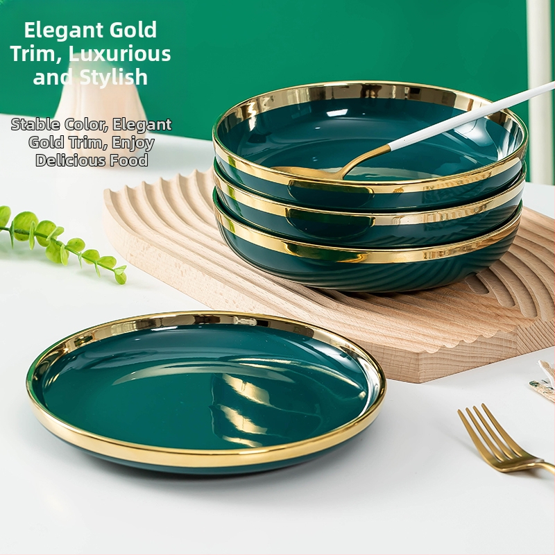 Making a Living Nordic Creative Plate Ceramic High Value Servis Combination Household 2024 New Light Luxury Dish Plate