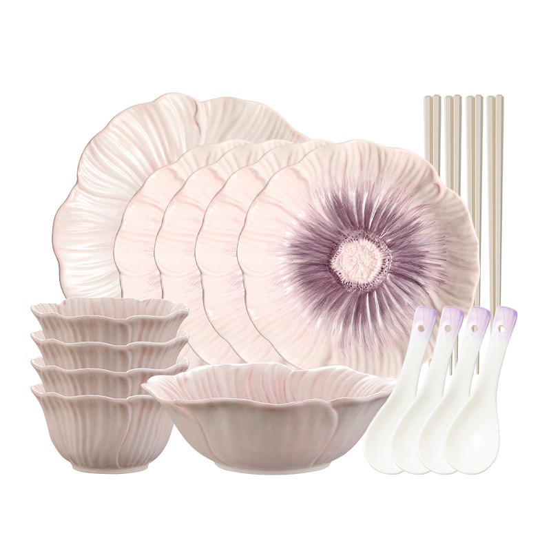 Kroonlehtede keraamiline riisikauss glasuuri all värvilised lauanõud, mis sobivad majapidamisse 2025. aasta uue stiiliga, eriti ilus jogurtikauss