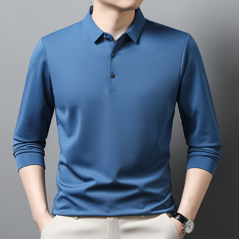 Tavaszi új apukáknak való hosszú ujjú póló Középkorú és idős férfi alappóló PÓLÓ Férfi vékony felsőrészű póló