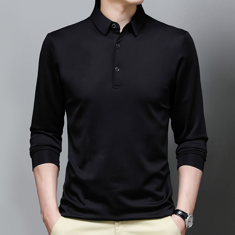 Tavaszi új apukáknak való hosszú ujjú póló Középkorú és idős férfi alappóló PÓLÓ Férfi vékony felsőrészű póló