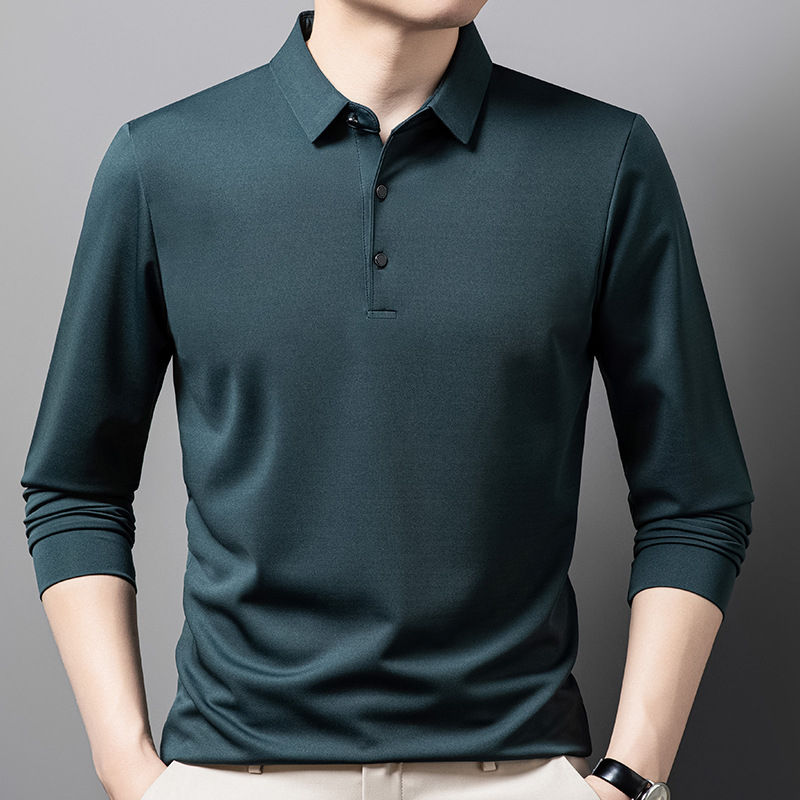 Tavaszi új apukáknak való hosszú ujjú póló Középkorú és idős férfi alappóló PÓLÓ Férfi vékony felsőrészű póló