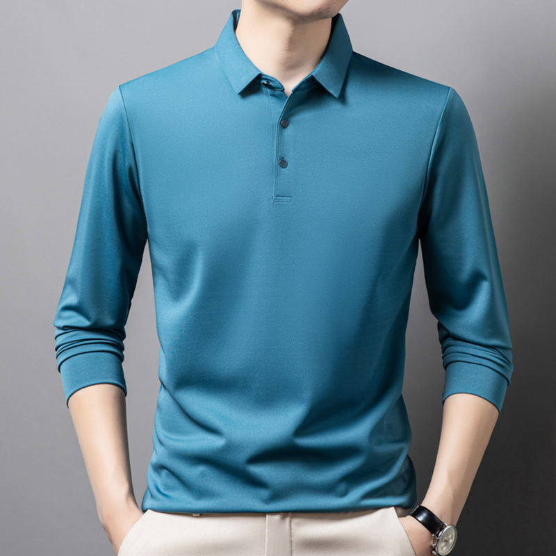 Tavaszi új apukáknak való hosszú ujjú póló Középkorú és idős férfi alappóló PÓLÓ Férfi vékony felsőrészű póló