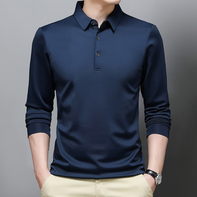 Tavaszi új apukáknak való hosszú ujjú póló Középkorú és idős férfi alappóló PÓLÓ Férfi vékony felsőrészű póló