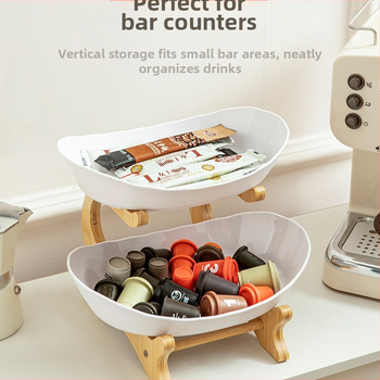 Medžio imitacijos namų apyvokos reikmenų daugiasluoksnė namų apyvokos reikmenų vaisių lėkštė saldainių vaisių lėkštė trijų sluoksnių dvigubo sluoksnio plastikinė lentynėlė vaisių lėkštė