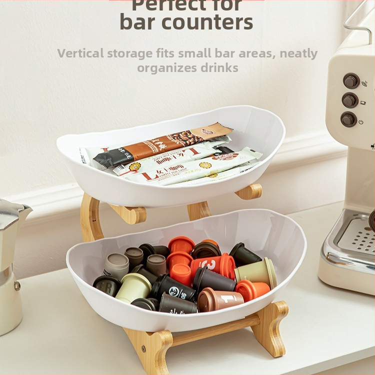 Имитация на дървесни зърна Домакинска трансгранична многослойна домакинска хол Плодова чиния с бонбони Плодова чиния с трислойна двуслойна пластмасова стойка Плодова чиния