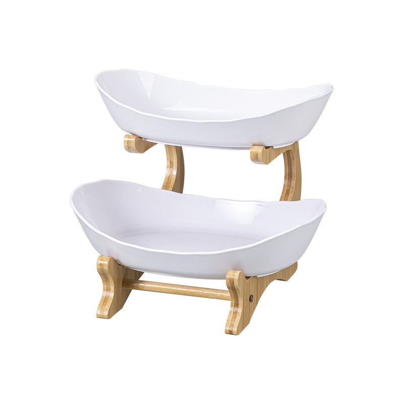 Medžio imitacijos namų apyvokos reikmenų daugiasluoksnė namų apyvokos reikmenų vaisių lėkštė saldainių vaisių lėkštė trijų sluoksnių dvigubo sluoksnio plastikinė lentynėlė vaisių lėkštė