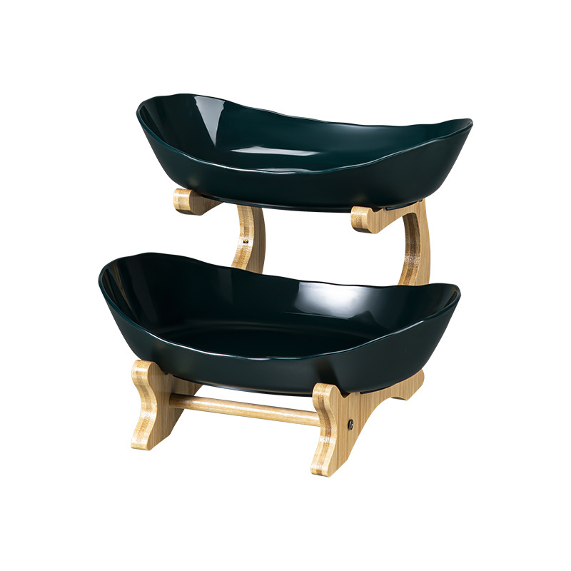 Medžio imitacijos namų apyvokos reikmenų daugiasluoksnė namų apyvokos reikmenų vaisių lėkštė saldainių vaisių lėkštė trijų sluoksnių dvigubo sluoksnio plastikinė lentynėlė vaisių lėkštė