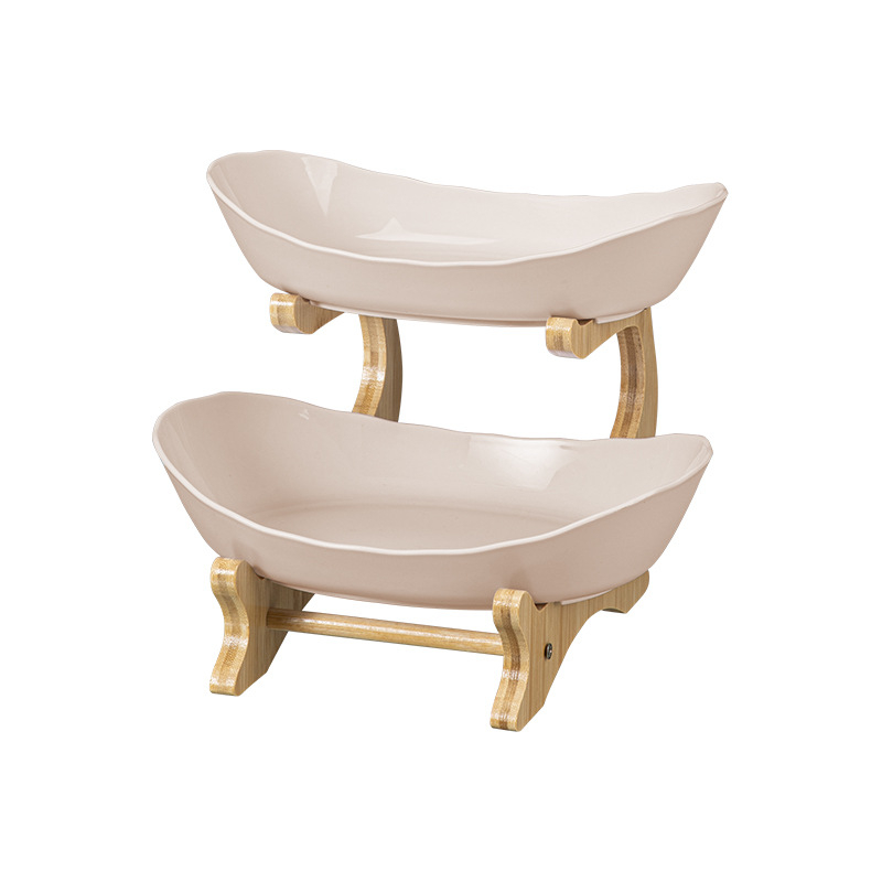 Medžio imitacijos namų apyvokos reikmenų daugiasluoksnė namų apyvokos reikmenų vaisių lėkštė saldainių vaisių lėkštė trijų sluoksnių dvigubo sluoksnio plastikinė lentynėlė vaisių lėkštė