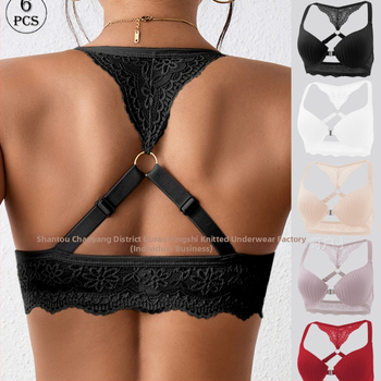 Euroopa ja Ameerika piiriülene aluspesu Amazoni uus seksikas triibuline rinnahoidja, esiosa pandlaga, push-up trükitud pitsist seljaga rinnahoidja