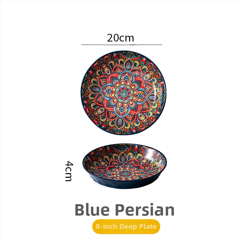 Bohemiška keraminė lėkštė, gili lėkštė namams, vaisių lėkštė, plokščia lėkštė, kepsnių lėkštė, makaronų lėkštė