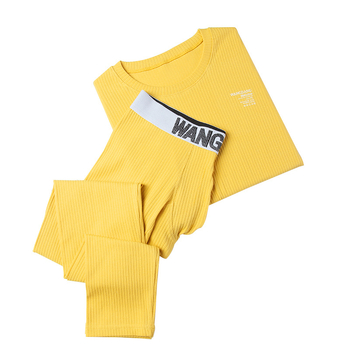 Θερμικά εσώρουχα ανδρικά από βαμβακερό νήμα, αναπνεύσιμα, άνετα, στρογγυλή λαιμόκοψη, μοντέρνα νεανικά φθινοπωρινά ρούχα, μακρύ παντελόνι, ανδρικό πουκάμισο με τελείωμα