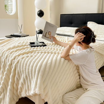 „Nordic Winter Rabbit“ pliušinis biuro storas antklodė su oro kondicionieriumi, snapo užklotas, sofos užvalkalas, dryžuotas antklodė su skersiniais kraštais