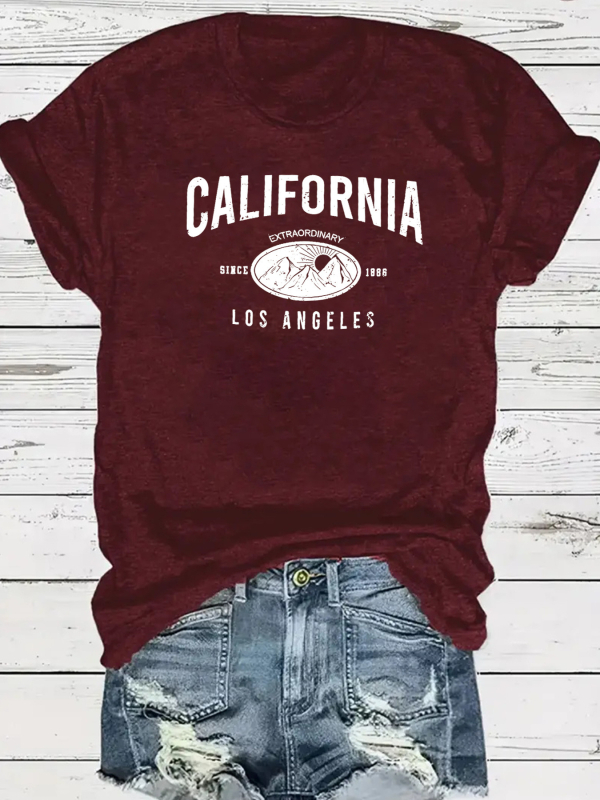 Kaliforniai Los Angeles-i betűs export póló, nagy méretű, határokon átnyúló, rövid ujjú női póló