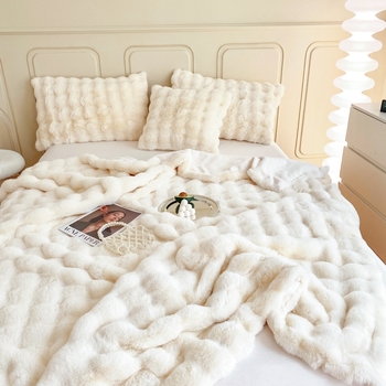 Ελαφριά πολυτελής κουβέρτα βελούδου με φούσκα κουνελιού, χειμωνιάτικη παχιά κουβέρτα με κοραλλιογενές φλις, κουβέρτα υπνάκου, κουβέρτα καναπέ-ποδιού, κουβέρτα κλιματισμού