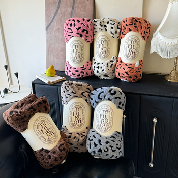 Νέα διπλής στρώσης κουβέρτα από φλις αρνί με παχιά κατιονική εκτύπωση λεοπάρδαλης, διασυνοριακή κουβέρτα διπλής στρώσης