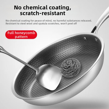 „CrossBorder“ nerūdijančio plieno „Wok“ buitinė neprideganti keptuvė be dangos, „Wok“ indukcinės viryklės keptuvė