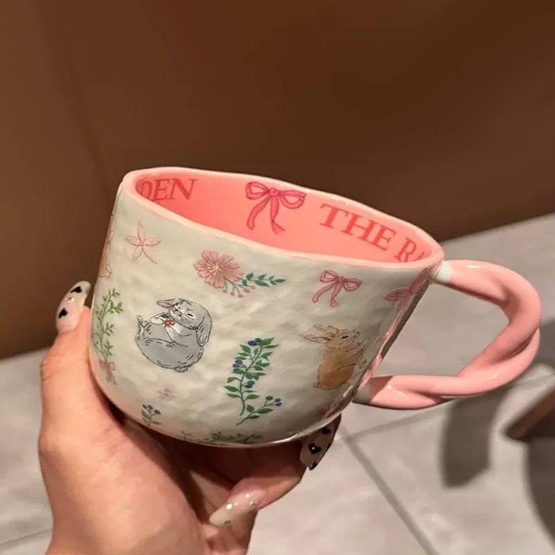 Mori tekstinis keraminis puodelis namų biurui, kūrybingas pasukamos rankenos animacinis vandens puodelis, pieno kavos puodelis, keraminis