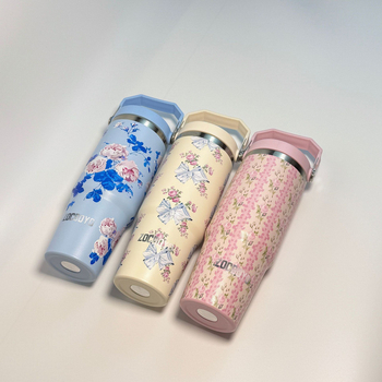 Φορητό ποτήρι αυτοκινήτου 30oz από ανοξείδωτο ατσάλι, φορητό, μεγάλης χωρητικότητας, για εξωτερικούς χώρους, με δημιουργικό λουλούδι