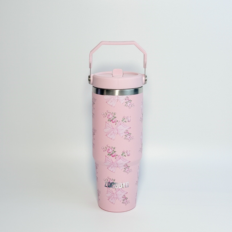Határokon átnyúló, 30 oz-os hordozható autós pohár, kreatív virág alakú rozsdamentes acél termoszpohár, kültéri hordozható, nagy kapacitású jégpohár