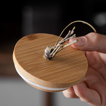 Χειροποίητο ιαπωνικό στιλ χονδρό κεραμικό βάζο τσαγιού από μπαμπού με καπάκι, κεραμικό σφραγισμένο βάζο οικιακού τύπου Pu\'er μαύρου τσαγιού, αδιάβροχο δοχείο τσαγιού