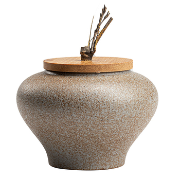 Χειροποίητο ιαπωνικό στιλ χονδρό κεραμικό βάζο τσαγιού από μπαμπού με καπάκι, κεραμικό σφραγισμένο βάζο οικιακού τύπου Pu\'er μαύρου τσαγιού, αδιάβροχο δοχείο τσαγιού