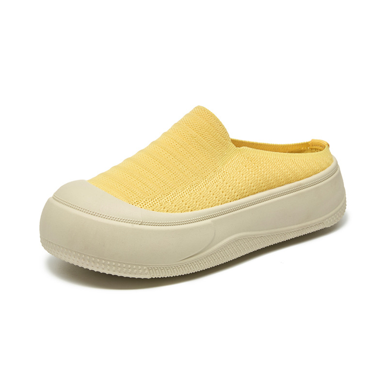 2025 Nyári Új Stílusú, Légykapott, Zárt Orrú, Félkosáros, Puha, Rugalmas, Vastag Talpú, Divatos, Magasságnövelő Papucsok, Divat, Lélegző, Hétköznapi, Nagykereskedelmi