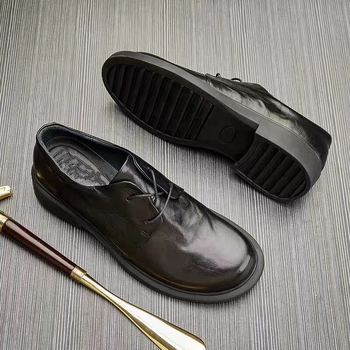 Γνήσια Δερμάτινα Επαγγελματικά Παπούτσια Ανδρικά Παπούτσια Φθινοπωρινά Αναπνέοντα Νεανικά Δερμάτινα Παπούτσια με Δαντέλα Χειμερινά Ζεστά Δερμάτινα Παπούτσια με Επένδυση Φλις για Άνδρες