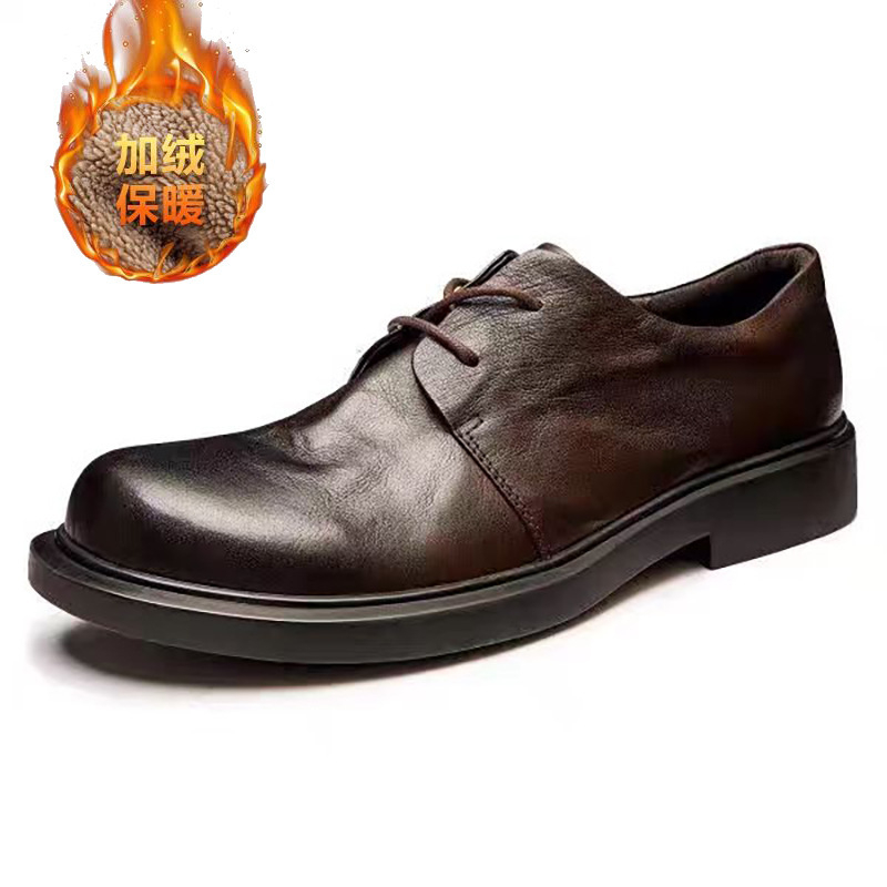 Valódi bőr üzleti alkalmi cipők férfi cipők őszi lélegző ifjúsági fűzős alkalmi cipők téli polár béléssel meleg bőrcipő férfiaknak