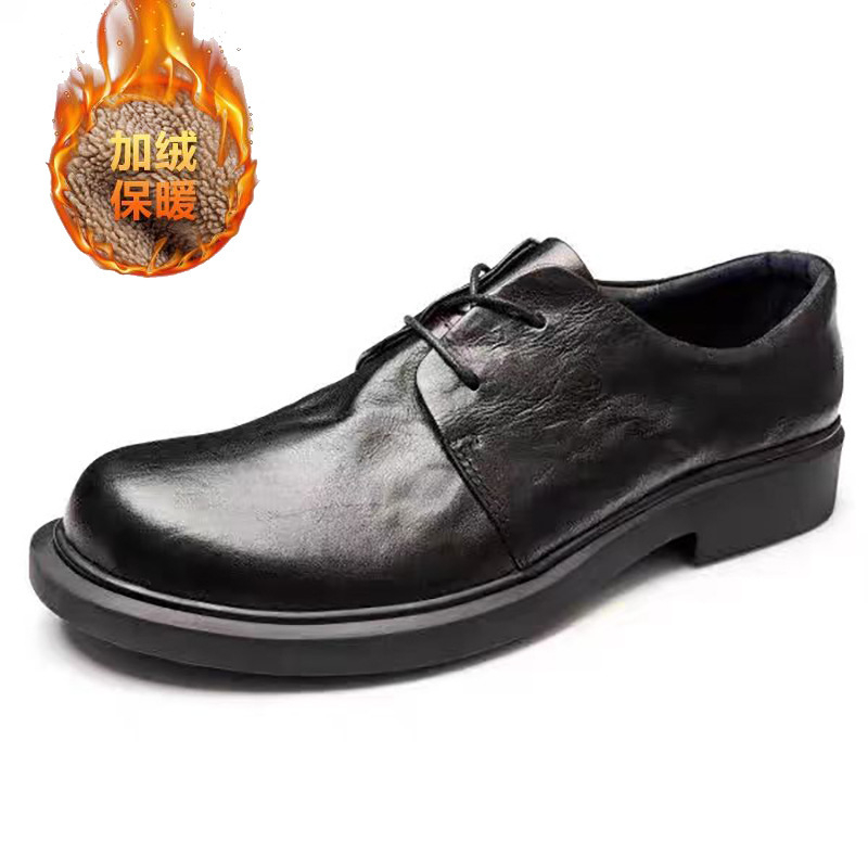 Valódi bőr üzleti alkalmi cipők férfi cipők őszi lélegző ifjúsági fűzős alkalmi cipők téli polár béléssel meleg bőrcipő férfiaknak