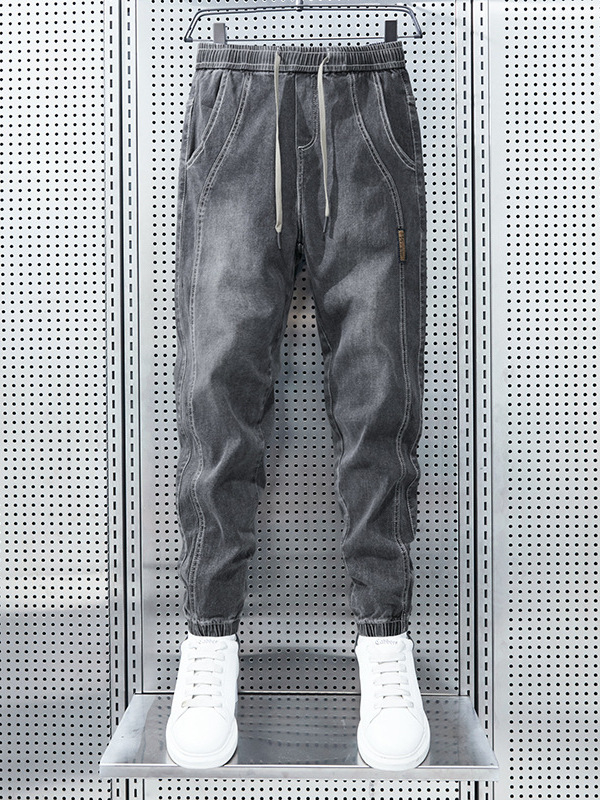 Tiktok Super Hot Leg Jeans, rugalmas, négy évszakos, mindenhez illő, divatos, hongkongi stílusú, lezser Harlan nadrág fiúknak