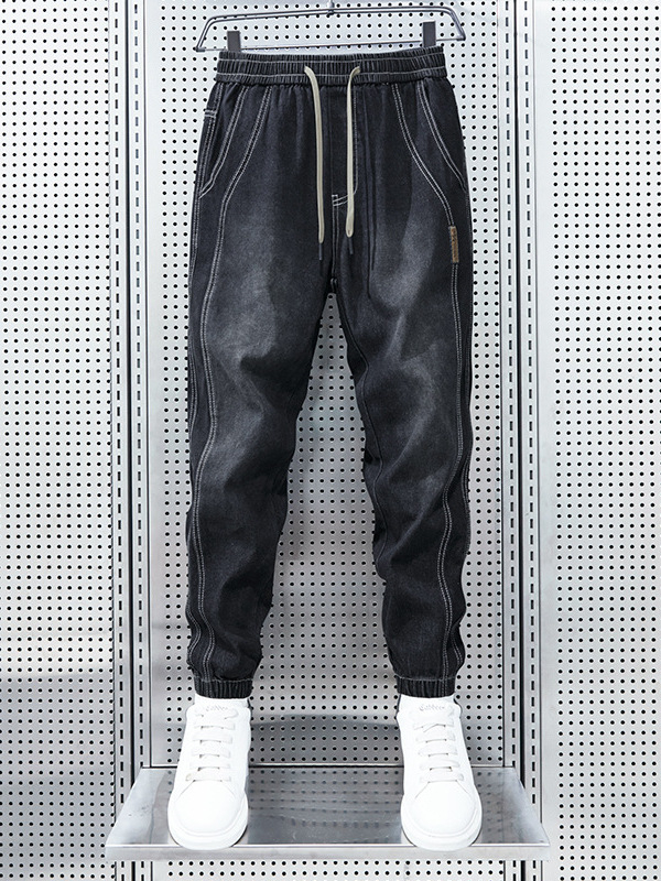 Tiktok Super Hot Leg Jeans, rugalmas, négy évszakos, mindenhez illő, divatos, hongkongi stílusú, lezser Harlan nadrág fiúknak