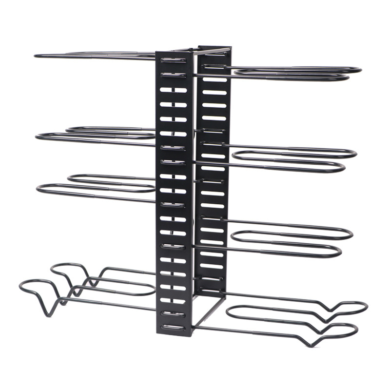 Поставка за съхранение на тенджери, специално проектирана за тенджери, двустранна поставка за тенджери, кухненско съхранение, лесна за разглобяване и сглобяване, вертикална поставка за тенджери от желязна тел, многофункционално съхранение