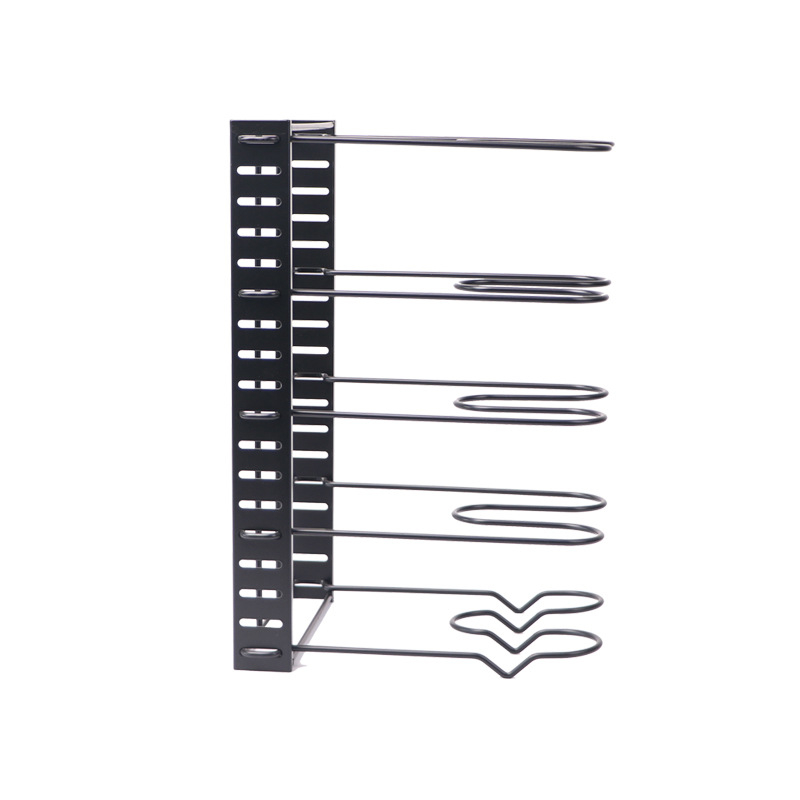 Поставка за съхранение на тенджери, специално проектирана за тенджери, двустранна поставка за тенджери, кухненско съхранение, лесна за разглобяване и сглобяване, вертикална поставка за тенджери от желязна тел, многофункционално съхранение