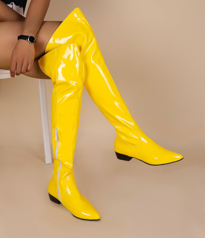 Hosszú csizmák őszi és téli cukorka színű vastag sarok középmagas sarok divatos személyre szabott gyönyörű női nagy méretű térdig érő csizma hosszú csizma